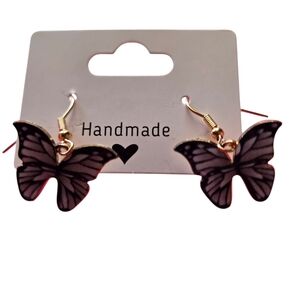 Resin Butterfly Wing Earrings Handmade Boho Dangles. 221